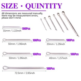 Swpeet 340Pcs 304 Stainless Steel Cotter Pin Clip Key Fastener Fitting Assortment Kit Perfect for Automotive Mechanics Small Engine Repair