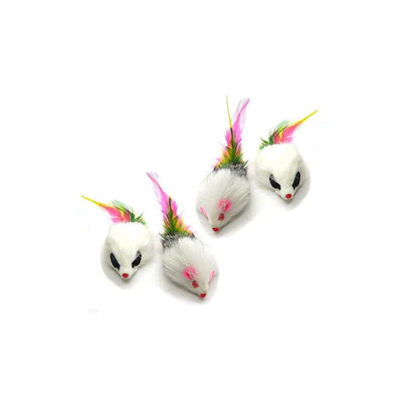 Kats'N Us Real Rabbit Fur Long Hair Feather Tail Mouse
