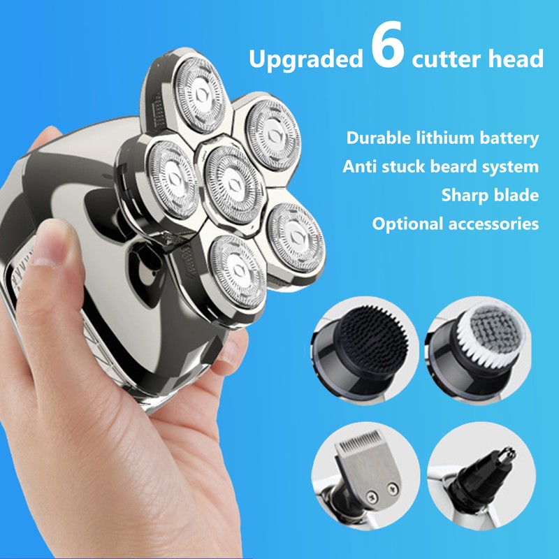 6D Electric Razor 5 in 1 Multifunctional Men Rechargeable Bald