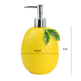 Colias Wing Fruit Shaped Soap Dispenser with Plastic Pump, Refillable Lotion Soap Bottle, Lotion Bottle, Hand Soap Dispenser, Home Decoration-Lemon