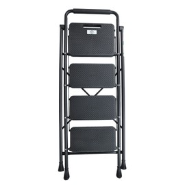 Elevon Folding Step Stool with Wide Anti-Slip Pedal, ​330​lbs Sturdy Steel Ladder, 2-Step, Black