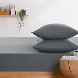 Wake In Cloud - Queen Fitted Sheet Set, 1000TC Ultra Soft Microfiber Bedding, Extra Deep Fitted Sheet & 2 Pillowcases, 3 Pieces, Gray Grey, Queen Size