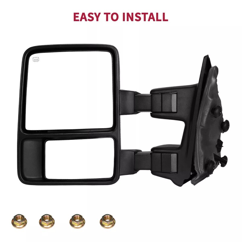 LEDKINGDOMUS Driver Side Power Heated Tow Mirror For 08-16 Ford