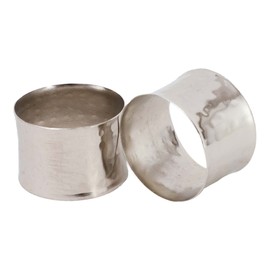 ITOS365 Handmade Round Hammered Silver Napkin Rings Holder for Dinning Table Parties Everyday, Set of 12