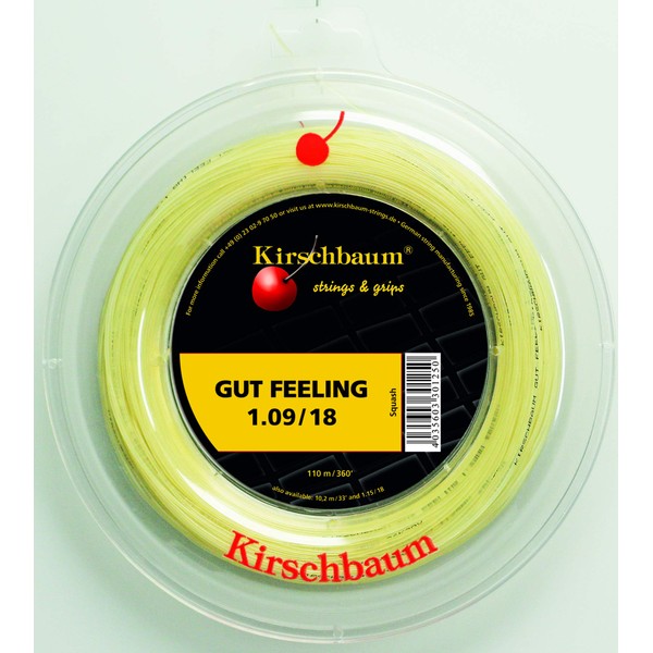 Kirschbaum GF109-R Squash String, Gut Feeling Squash 0.04 inches (1.09 mm) / 43.3 ft (110 m)