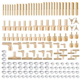 156Pcs Hose Barb Fuel Line Fittings Assortment Kit Barb Splice/Coupler/Female Adapter/Tee/Y Shaped Union/90°Male Elbow Thread 1/8" 3/16" 1/4" 5/16" 3/8" 1/2" Air Hose Fitting with Pipe Clamps for Fuel