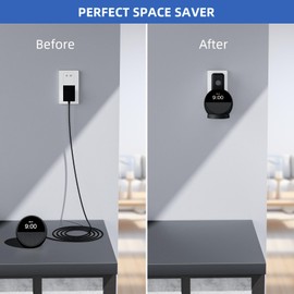 AFGHOA Wall Mount Stand for Echo Spot 2024, Outlet Hanger Stand with Built-in Cable Management, Hide Messy Wires Wall Holder, Space Saving Stand for Small Devices,No Screws and Drill Needed,Black