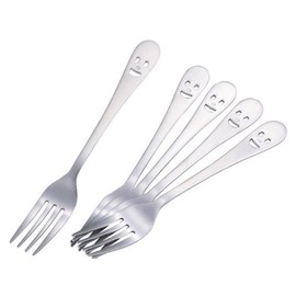 Shimomura Planning 25388 Fork Pasta, Made in Japan, Total Length: 6.9 inches (17.5 cm), Stainless Steel, Niko, Set of 5, Tsubame Sanjo