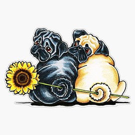 Magnet Sunny Pugs Magnet Bumper Sticker Car Magnet Flexible Reuseable Magnetic Vinyl 5"