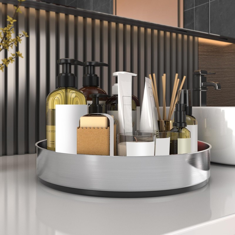 VAEHOLD Pantry Cabinet Lazy Susan Stainless Steel Black Spice Rack