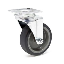 Wiltec Swivel Castor 100 mm up to 80 kg with Plastic Wheel and Mounting Plate Transport Roller Quiet Running Unbraked Furniture Castor