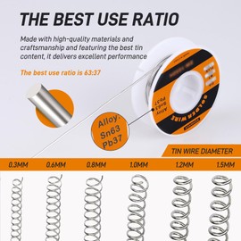 TOWOT 63-37 High Purity Tin Lead Rosin Core Solder Wire for Electrical Soldering, Content 1.8% Solder flux (1.0mm, 50g)
