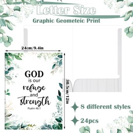 Qeeenar 24 Pack Inspirational File Folders 2 Pocket Folders Letter Size Bible Verse Decorative for Women Girls (9x12 Inch) School, Office Supplies Organizers(Green Leaves Style)