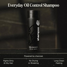 Black Wolf Mens Shampoo for Oily Hair, 12 Fl Oz - Charcoal-Infused Oil Control Shampoo with Moisturizing & Deep Cleansing Formula Hydrates & Nourishes Scalp - Daily Hair Care for Men