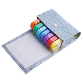 Czzmy Pill Organizer,Czzmy Weekly Travel Pill Case Box Medication Reminder Daily AM PM, Day Night 7 Compartments,for 4 Times A Day, 7 Days a Week-Includes Leather PU Carrying Case(1-Carved Blue3)