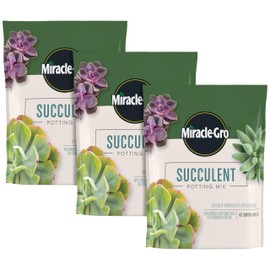 Miracle-Gro Succulent Potting Mix, for Indoor Succulents, Aloe Vera and More, Made with Miracle-Gro Plant Food, 4 qt. (3-Pack)