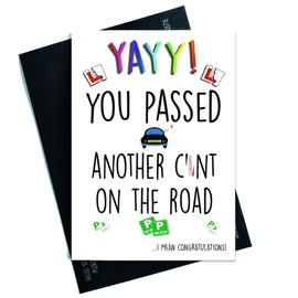 Peachy Antics Congratulations Driving Test Card, Another On The Road, New Driver Congratulations Card Passed Driving Test Card Funny Card Jokes PC109, White, A5
