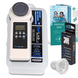 PoolLab 1.0 Photometer Premium Edition - Professional Water Tester for Pools & Spas with Bluetooth, App & Cloud - Includes Refill Pack and Replacement Cuvette