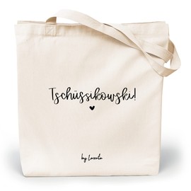 Loxato Canvas Tote Bag with Saying - Fabric Bag Printed Funny - Shopping Bag with Motif - Jute Bag Printed Funny - Cotton Bag Printed - Jute Bag Saying - Fabric Bag with Saying, Tschüssikowski