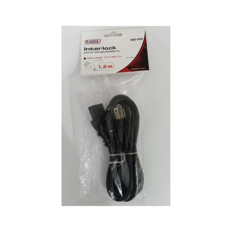 Genérico Cable de Alimentación Interlock para Computadora 1.8 Metros 127V