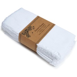 ACCENTHOME White Cotton Linen Napkin Set of 12 18x18 inch Dinner Napkins - Washable Soft Premium Hotel Quality Reusable Napkins Perfect Table Napkins for Family Dinners, Weddings & Everyday Use