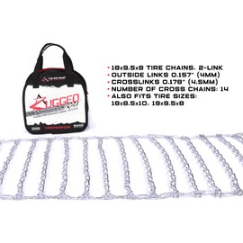 The ROP Shop | Pair of 2 Link Tire Chains 18x8.5x10 for Snow Blowers, Lawn & Garden Tractors, Mowers & Riders, UTV, ATV, 4-Wheelers, Utility Vehicles
