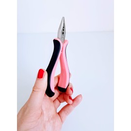 Hair Extension Pliers and Pulling Loop Tool Full Set Tools for Micro and Nano Extensions Rings Beads Black & Pink