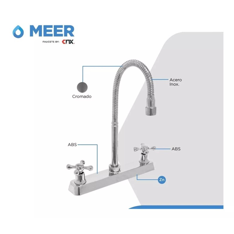 CNX Mezcladora Flexible Para Fregadero Cartucho 1/4 De Vuelta