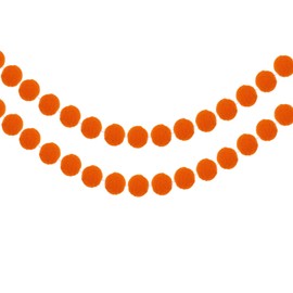 MECCANIXITY 2Pcs Felt Ball Garland Orange Red Pom Pom Garland Handing Balls 6.6 Feet Long 30 Balls Party Banner Decor for Christmas Birthday Party Decoration