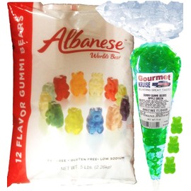 Albanese Gummi Bears 12 Flavors-5lb With Green Apple Gummy Gourmet Kruise Signature Gift Bag 11 OZ (NET WT 5 LBS.11OZ) 2 Item Bundle