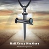 TwoAnts Nail Cross Necklace for Women Men Sterling Silver Black