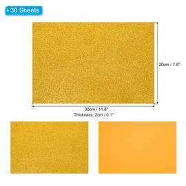PATIKIL Gold Shiny EVA Glitter Foam Sheet 11.8 x 7.9 Inch 2mm Thick Sparkle EVA Glitter Felt for Crafts DIY Project, 30 Pcs
