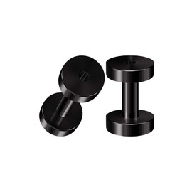 BIG GAUGES Pair of Stainless Steel 10g Gauge 2.5mm Black Anodized Screw flesh Tunnels Piercing Earring Stretcher Ear Plugs Lobe BG3794