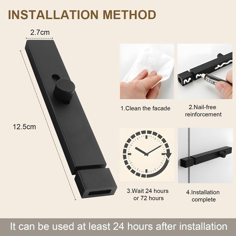 Black Slide Barrel Door Bolt Lock with Screws for Bathroom,