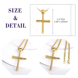 Feilok Mens Necklace Men's Necklace Silver Chain Stainless Steel Cross Pendant Baseball Necklace for Man Boys