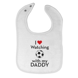 Toddler & Baby Bibs Burp Cloths Soccer I Love Watching Soccer with My Daddy Cotton Baby Items for Baby Girl & Boy White Design Only
