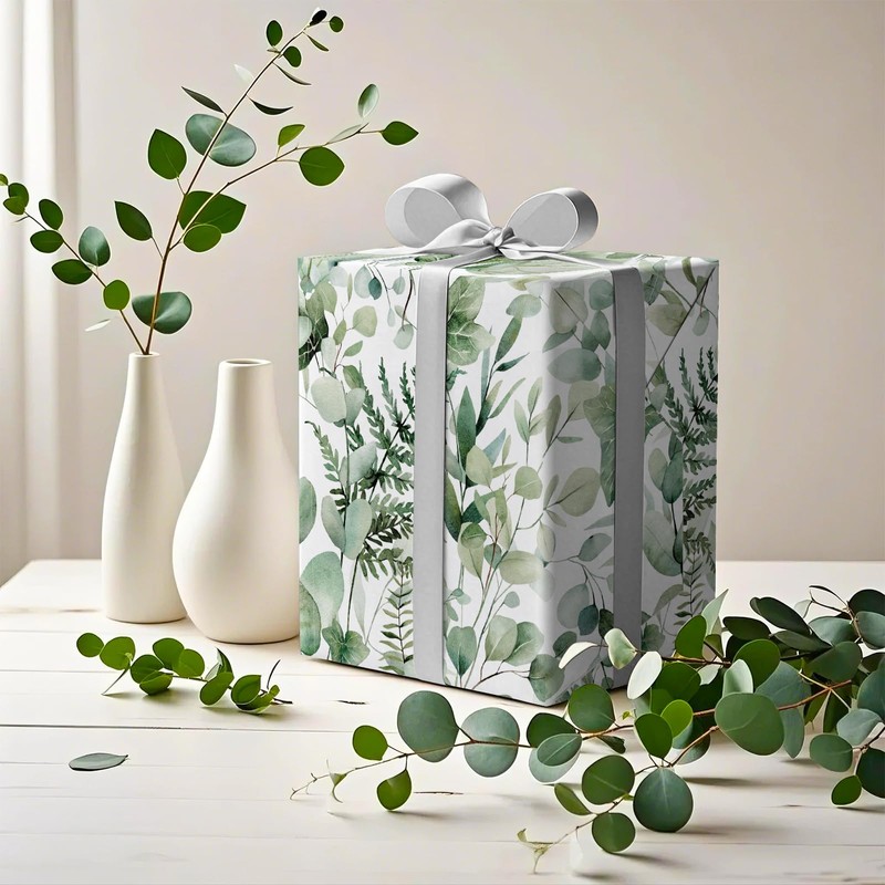 WRAPAHOLIC Eucalyptus Leaves Wrapping Paper Roll - Mini Roll -