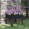 Durable Solid Pinewood Garden Planter 27.6x27.6x27.6 in Black Flower Pots