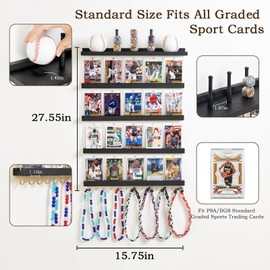 Pinzoveco Baseball Card Display Shelf Wall Mount 5 Tier