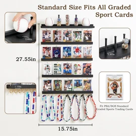 Pinzoveco Baseball Card Display Shelf Wall Mount 5 Tier