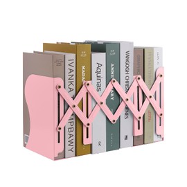MSDADA Adjustable Bookends, Bookends for Heavy Book, Expandable Book Organizer for Office, School, Libraries, Extends up to 19 inches (Pink)