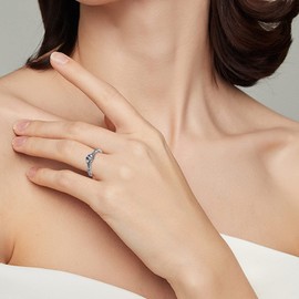 VENACOLY Skull Ring Sterling Silver Moonstone Band Rings Punk Jewellery Valentines Birthday Gifts for Women Her (SIZE Q)