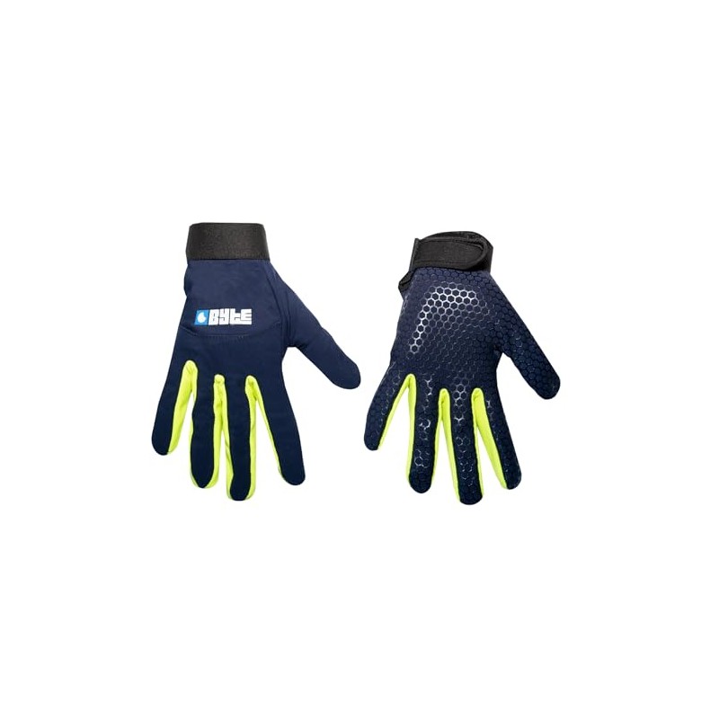 BYTE SKIN HOCKEY GLOVES NAVY LIME (LARGE)