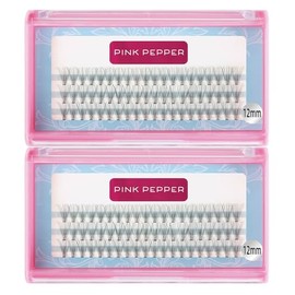 PINK PEPPER Self Eyelash Extensions, For Partial Tsukema Parts, DIY, Matsueku, Flare, 10 Bundles (0.5 inch (12 mm) x 2 Cases)