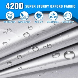 DenForste Oxford RV Cover,24-27 Ft Travel Trailer 420D Oxford Cloth,Tearproof Waterproof Windproof Camper Cover with Tongue Jack Cover,4 Tire Covers,6 Gutter Covers,3 Zippered Doors