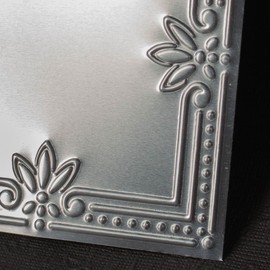 Factory Direct Craft Package of 12 Vintage Inspired Galvanized Metal Embossed Dots and Shells Antique Tin Ceiling Tiles for Home Décor Projects (4" x 4")