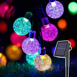 Cadena de Luces Solares, 36ft/11m Luces LED Decorativas con 60 LED, Bombillas Coloridas Exteriores Impermeable IP65 con 8 Modos, Perfecto para Decorar Patio, Jardín, Terraza, Boda, Fiesta, Navidad