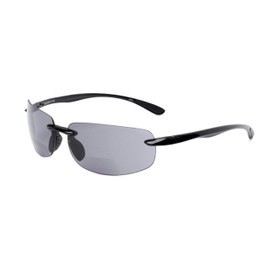 Incredible Bargains The Isaac Bifocal Reading Sunglasses Glasses, Unisex Sport and Wrap Around Rimless Safety Sun Readers + 1.50 Black