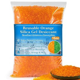 RAINFLOW Orange Desiccant Beads Reusable - 450G Indicating Silica Gel Desiccant,Silica Gel Desiccant Beads for Drying,Silicone Orange to Green Reusable Dehumidifier,Standard Bead Size 3 to 5mm
