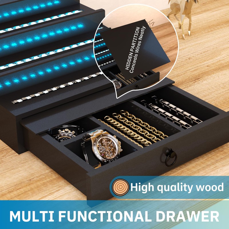 RGB LED Lighting Perfume & Cologne Organizer for Men with